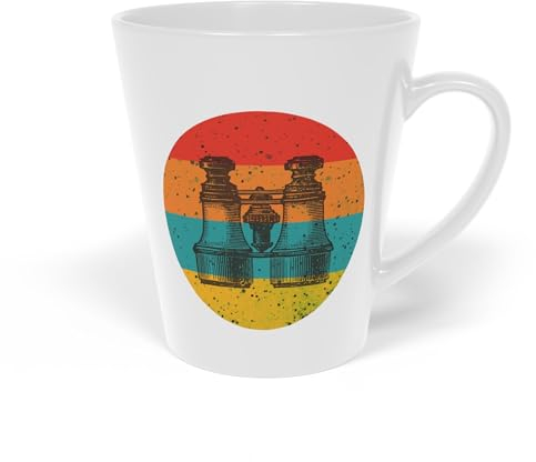 Teegarb Letter Blanket Lustiger Becher mit Teleskop-Vogelbeobachter, Twitcher-Liebhaber, humorvolle Ornithologie-Latte-Tasse, 340 ml, Weiß