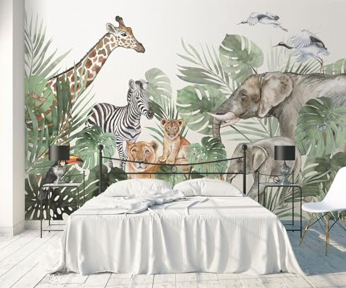 songqians Papier Peint 3D Peinture Murale 350x250cm Faune De La Forêt Tropicale Papier Peint Panoramique Tapisserie Murales Salon Chambre