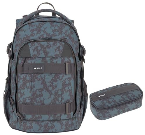 Lässig Bold Origin Schulrucksack-Set 2tlg mit Schlamperbox (Sports Blue)