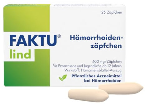 FAKTU lind Zäpfchen: Entzündungshemmende Hamamelis Zäpfchen gegen Hämorrhoiden, fördert die Wundheilung, 25 Stück