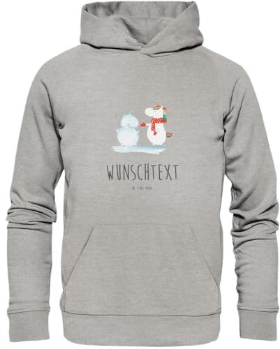 Mr. & Mrs. Panda Größe S Personalisierter Hoodie Einhorn Schneemann - Personalisierte Geschenke, X-Mas, Kapuzenpullover Männer personalisiert, Hoodie