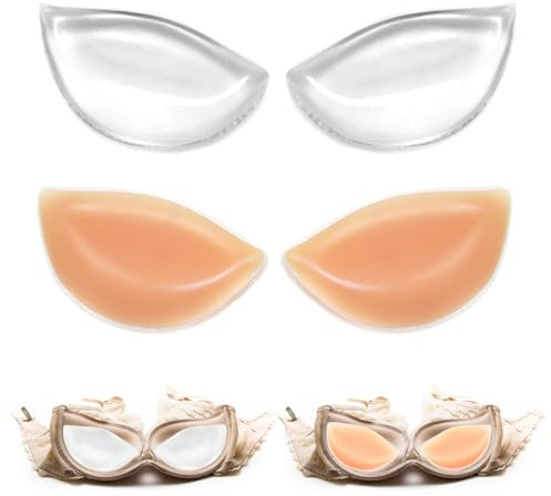 2 Pairs of Chicken Fillet Bra Inserts,Skin-Coloured Enhancers Breast Pads | Reusable Transparent Bra Pads Inserts, Invisible Silicone Bra Inserts Push Up V-Shaped Pads, for Bikini Swimsuit
