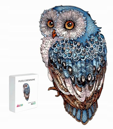 PASJO - Holzpuzzle Erwachsene mit Eulemotiv 100 Teile 28x15 cm - Geschenkidee für Kinder - Holz Puzzle Eule - Einzigartige Tierförmige Holz-Puzzle - Creative Jigsaw aus Holz für Erwachsene