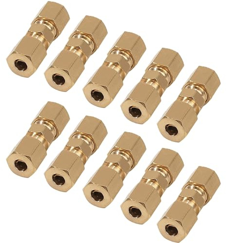 NIYATA 10Pcs 3/16 Brake Pipe Fittings,M10 Brake Pipe Fittings | Brass Brake Line Connector for for SAE Inverted Flaring Brake Pipe (4.75mm)