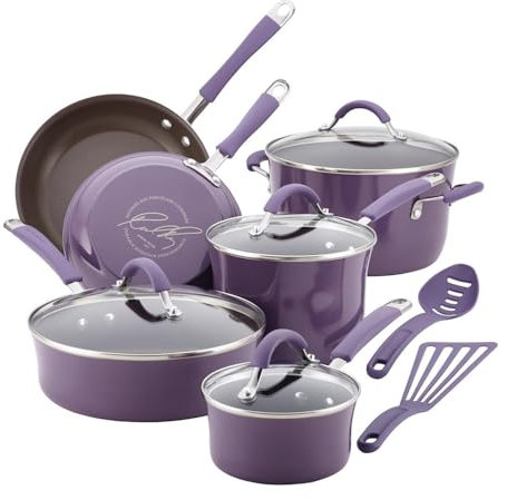 HJZSZX Nonstick Cookware Pots and Pans Set 12 Piece Lavender Purple,Lavender Purple,12 pc