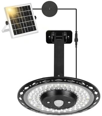 ENCOFT 228 LED Luz Solar Interior, Lámpara Colgante Solar 5 Modos y 3 Colores Lampara Solar Interior Sensor de Movimiento, 4 Brillo,Temporizador, Memoria para Casa Jardín Balcón Garaje