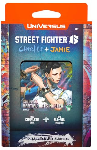 UniVersus: Street Fighter 6: Challenger Series - Chun-Li & Jamie - Deck Building Card Game, Ready to Play Character Deck, 6 Foil-Alt Art Booster Cards