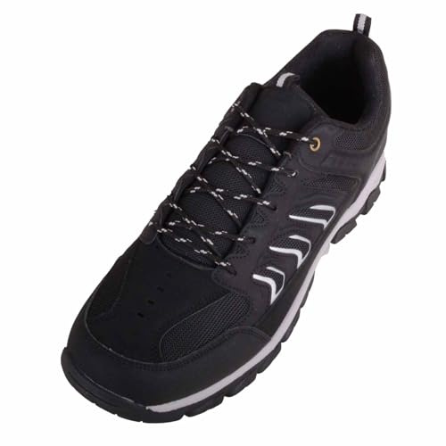 ABSOLUTE FOOTWEAR Mens Lace Up Wide Fitting Hiking Walking Trainer - Black - UK 11 / EU 45
