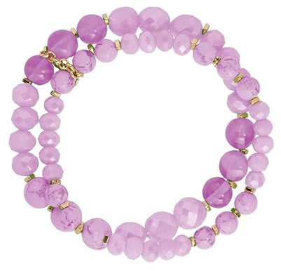Lizas Armband zweireihig mit verschiedenen Perlen und Farben - Zugband (lila)