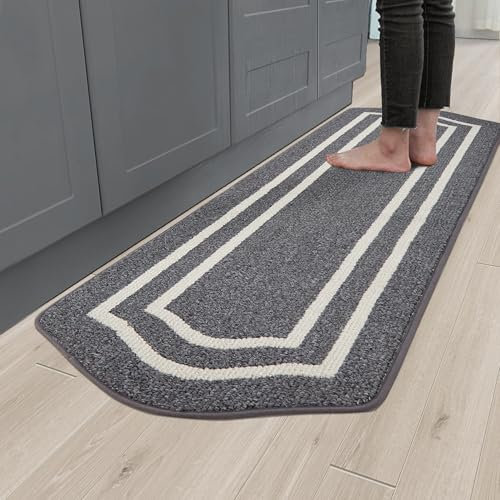 COSY HOMEER Alfombra de cocina 60 x 150 cm, lavable, antideslizante, lavable a máquina, resistente a la suciedad, para cocina, lavadero, entrada y pasillo, color negro