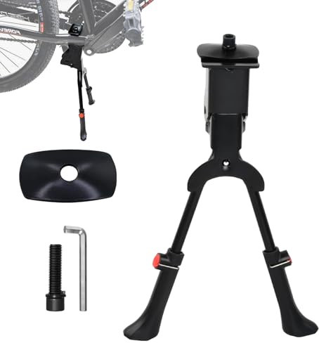 Anseom Fahrradständer Doppelständer, Mountainbike Ständer Zweibeinständer Höhenverstellbar 35-40cm mit Schrauben Werkzeug, Schwarz Fahrrad Ständer Mittelständer für Fahrrad MTB