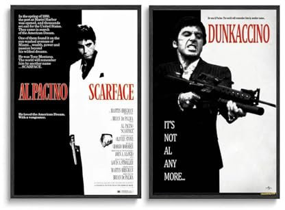 Mianm 2 PCS Scarface Vintage Movies Cover Poster Für Zimmer, Ästhetische Leinwand-Wandkunst, Schlafzimmer-Dekor Poster 12x18inch(30x45cm)