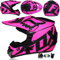 Motorradhelm Integralhelm Dirtbike-Helm Unisex Jugend Erwachsene ECE Motocross-Helm Für Extremes Offroad-Fahren, Mit Schutzbrille, Handschuhen Und Maske,Matte Pink-S