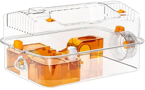 Cage pour hamster – Maison pour hamster | Cages en verre pour hamsters mignons, cages transparentes complètes, habitat décoratif transparent avec distributeur et roue pour le repos du lapin