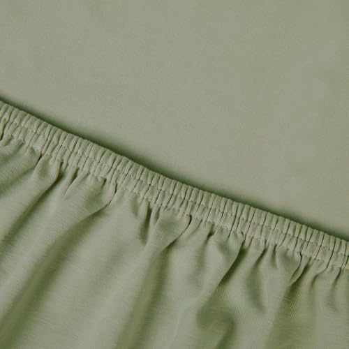 Kayori Edo Spannbettlaken für Topper Olivgrün 140x200 cm, Baumwollsatin, Matratzenhöhe bis 12 cm