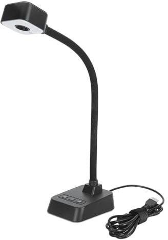 Kikumi 4K USB-dokumentkamera, 360 Graders Roterande Lins, Autofokus, 3 Nivåer LED-ljus, AI-brusreducerande Mikrofon, Hopfällbar för