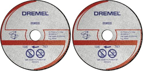 Dremel DSM510 Multifunktions Trennscheibe Multipack, Zubehörsatz mit 3 Trennscheiben 77mm für die Kreissäge zum Sägen und Trennen von Holz und weichen Materialien (Packung mit 2)