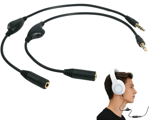 SEASJHBAY Alargador Jack 3.5 mm Macho a Hembra 2 Pcs con Control de Volumen, Cable Audio Estéreo Chapado en Oro, Extensión para Auriculares, PC, Smartphone, Tablet y Altavoces