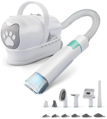 7 En 1 Maquina De Cortar Pelo Perro, Aspiradora Pelos Mascotas, 13000 Pa, 1l Capacidad, 3 Velocidades De Succión, Para Aspiradora De Pelo De Animales, Blanco