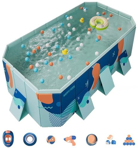 Above Ground Swimming Pool, Foldable Non-Inflatable Splash Pool for Adults, Outdoor Backyard Summer Water Party, 8.5ft
