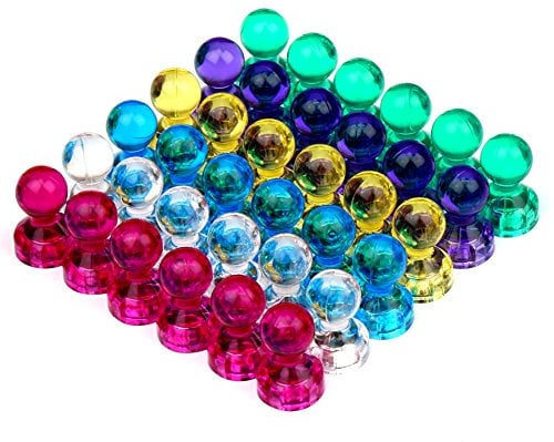 H&S Fridge Magnets 36pcs - Circle Neodymium Magnets Strong for Whiteboard Notice Board or Fridge - Mini Round White Board Magnet - Colourful Tiny Circular Magnet