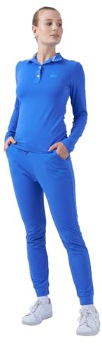 Sportkind Mädchen & Damen Tennis, Golf, Segeln, Funktions Poloshirt Langarm, UV-Schutz UPF 50+, atmungsaktiv, Kornblumen blau, Gr. 164
