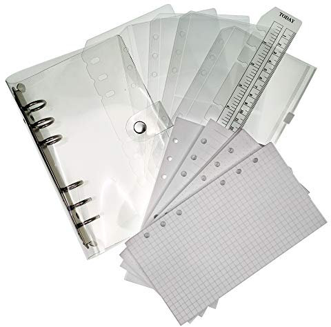 Registerblätter-Papier und Papier-Trennblätter für A5/A6 Ring-Ordner mit 6 Löchern, 17 cm x 10 cm (Set mit durchsichtigem Deckblatt)