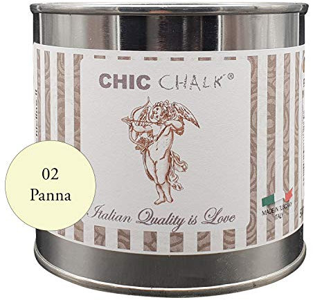 CHIC CHALK - 500 ml PANNA - Pittura gessosa super opaca. Aderisce su tutte le superfici senza primer o carteggio. Ideale per ottenere mobili in stile Shabby e non solo.