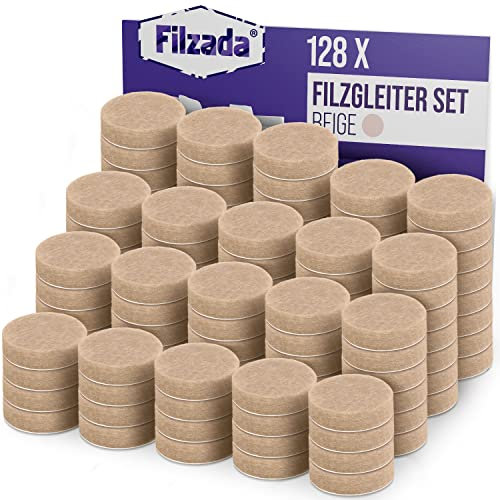 Filzada® 128x Filzgleiter Selbstklebend - Ø 20 mm (rund) - Beige - Profi Möbelgleiter Filz Mit Idealer Klebkraft