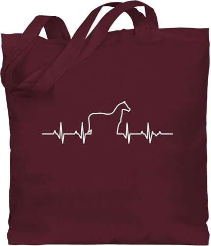 Shirtracer Baumwolltasche - Taschen - Herzschlag Pferd I Geschenk Pferde I - Unisize - Bordeauxrot - pferdetasche geschenke für reiterinnen pferdeliebhaber pferden stoffbeutel einkaufstasche reiter