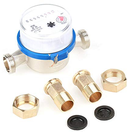 Wasserzähler, 15mm 1/2inch Single Dry Kaltwasserzähler Wasserzähler Messwerkzeug für Garten, Heimgebrauch