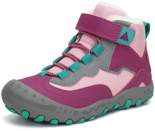 Mishansha Stivaletti Invernali Bambina Scarpe da Neve Bambino Stivaletti Invernali Bambini Scarponcini con Pelo Caldo Stivali Neve Viola,Gr.35