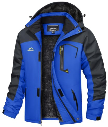 TACVASEN Herren Winter Wasserdichte Winddichte Winterjacke Warme Fleece-Futter Ski Regenmantel mit Kapuze