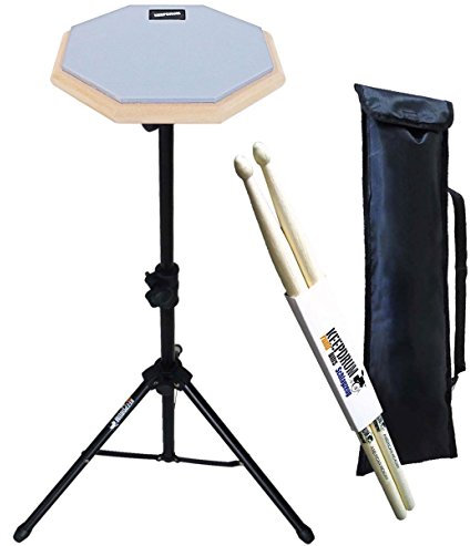 keepdrum DP-GY8 SET Practice Pad Übungspad Grau mit Stativ und Tragetasche + Drumsticks 1 Paar