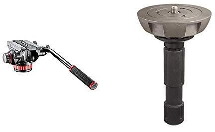 Manfrotto 502 PRO Fluid Videokopf mit Flachbasis (Counterbalance, Easy-Link, für professionelle Foto- /Videografen, Camcorder und DSLR bis 7 kg, MVH502AH) & 500BALL Nivellierhalbkugel 100 mm