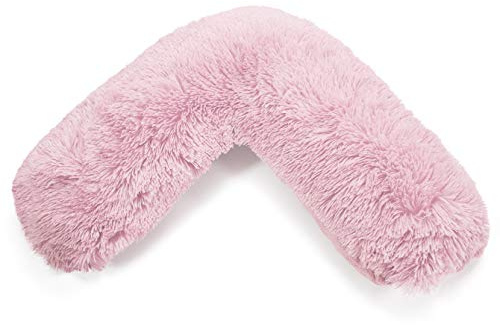 NIGHTZONE Teddy Bear V Shaped complete pillow or Case for support Maternity, Neck, Back, Soft Warm Plush Cosy Fleece Cover (Teddy Cuddles Pink, Complete Pillow)