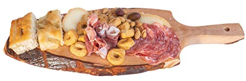 Tagliere Con Manico Bordo Corteccia, Vassoio Tronco Vero Legno, Dimensioni 45x14x2,20 (1 Pezzo)