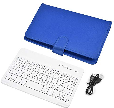 ciciglow Bluetooth Keyboard, Wireless Keyboard + Bluetooth Keyboard Stand PU Leather Travel Carrying stand Case Cover(blue)