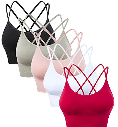 Enjoyoself Damen Sport BH Gekreuzt Rücken Push Up Bra Padded Sexy Nahtlos Bustier für Yoga Fitness Tranning