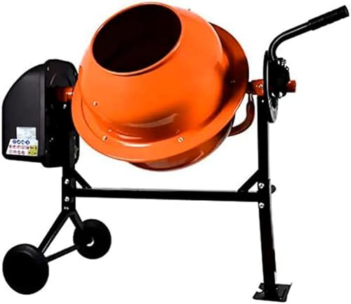 BRICOZONE Betoniera Impastatrice Elettrica 70 Litri Miscelatore Cemento 220 Watt Con 2 Ruote E Certificazione CE Telaio In Acciaio Per Calcestruzzo Malta 30 Giri Al Minuto Colore Arancione