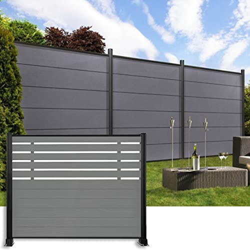 WPC Clôture De Barrière Jardin Confidentialité Cour Balustre Jardin Escrime Villa Garde-corps Extérieur, Large 100 120 140 160 180 Cm Panneaux De Clôture En Aluminium Deckorators, Décor De Panneaux Gr