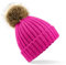 COOZO Unisexo Gorro Grueso con Pompones De Piel Sintética - Fucsia - Talla Única