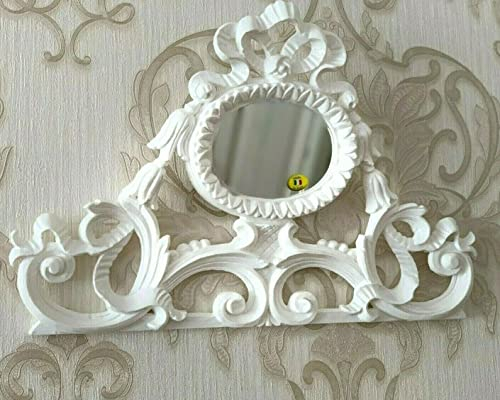 Generisch Wanddeko Wandrelief Barock 30x48cm Wanddekoration Wand/Flurspiegel Wandaplik Wandstatue C1522 (Weiß)