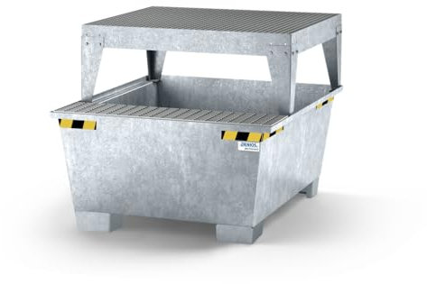 Auffangwanne pro-line aus Stahl für 1 IBC, verzinkt, Abfüllbock