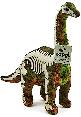 Zappi Co Kinder's Weiches Kuscheliges Plüschtier - Perfekte weiche Spielgefährten für Kinder im bedruckten Stil (31cm Höhe) (Brontosaurus Dinosaurier)