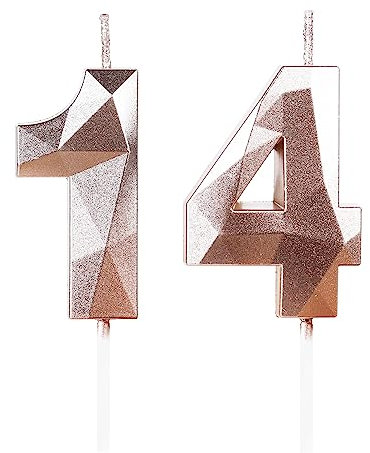 Yiran Geburtstagskerzen Zahlen 14, 5cm Roségold Geburtstagskerzen, Kerzen Geburtstag, Geburtstag Kerzen, Tortendeko Geburtstag, Kuchendeko Geburtstag, Geburtstagskerzen für Geburtstagsdeko, Nummer 14