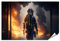 islandburner XXL Bild Poster Feuerwehrmann Works Fire Fireman Walks Inside Burning Building Res Premium Bilder Fotodruck JBOE-PKL