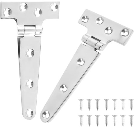 TamBee Stainless Steel T Hinges Marine Grade, 316 Heavy Duty Boat Hinge with Screws, 5.9 x 2.9 inch, Suitable for Hatch, Yacht, Gate and Door, Pack of 2