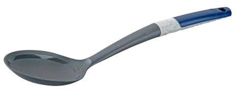 Tasty Servierlöffel mit Messskala - Kunststoff PP mit Recyclinganteil/Kunststoff TPE, 34x7cm, Ideal zum Anrichten, Servieren und genauen Abmessen von Zutaten, Grau/Blau