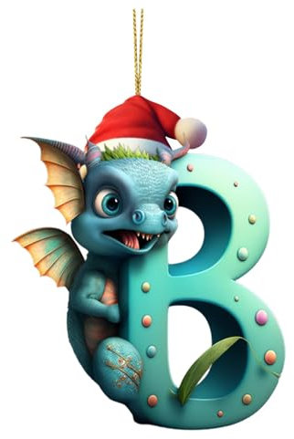 Weihnachtsbaum Deko 26 Buchstaben Drache Christbaumschmuck 2D Acryl Weihnachten Anhänger Lustige Weihnachtskugeln Weihnachtsbaum Basteln Baumkugeln Weihnachtsschmuck Christbaumkugeln (B, One Size)